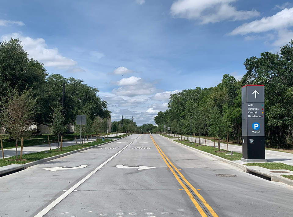 Cullen Boulevard newly reconstructed through the UH campus