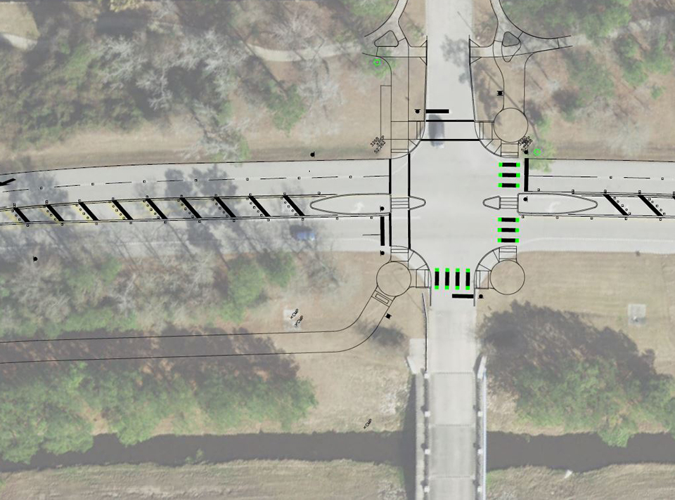Schematic of safer crossings at Sunland Gardens Lane