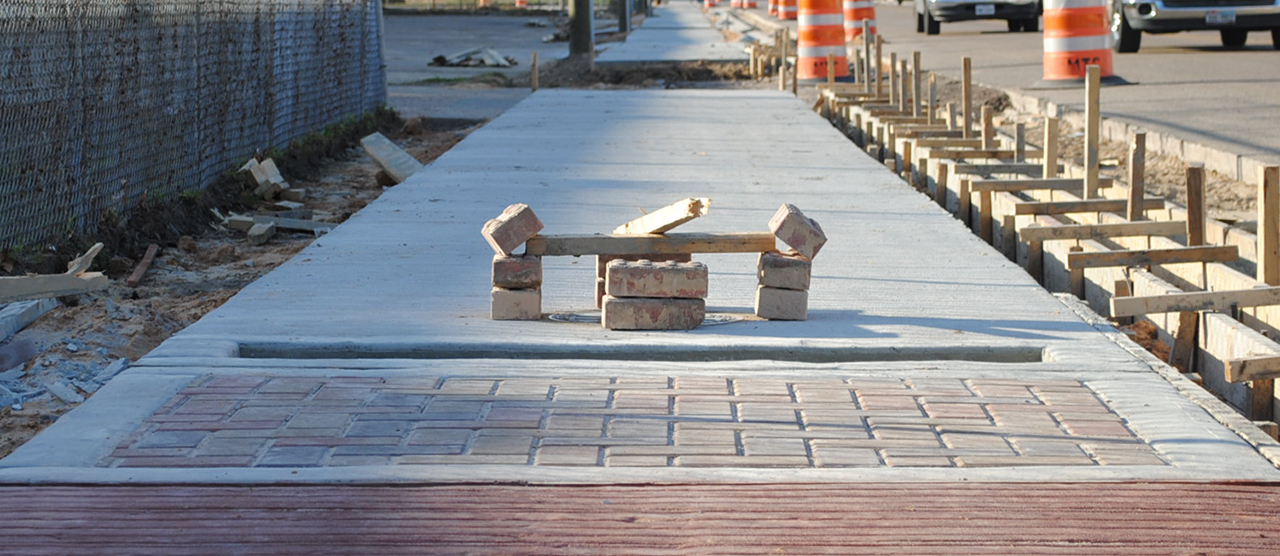 new East End District sidewalk under construction